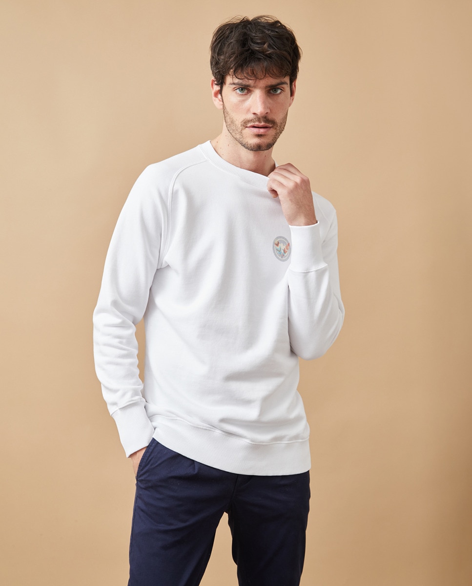 Sweatshirt Serigrafada sem Capuz Branco-1