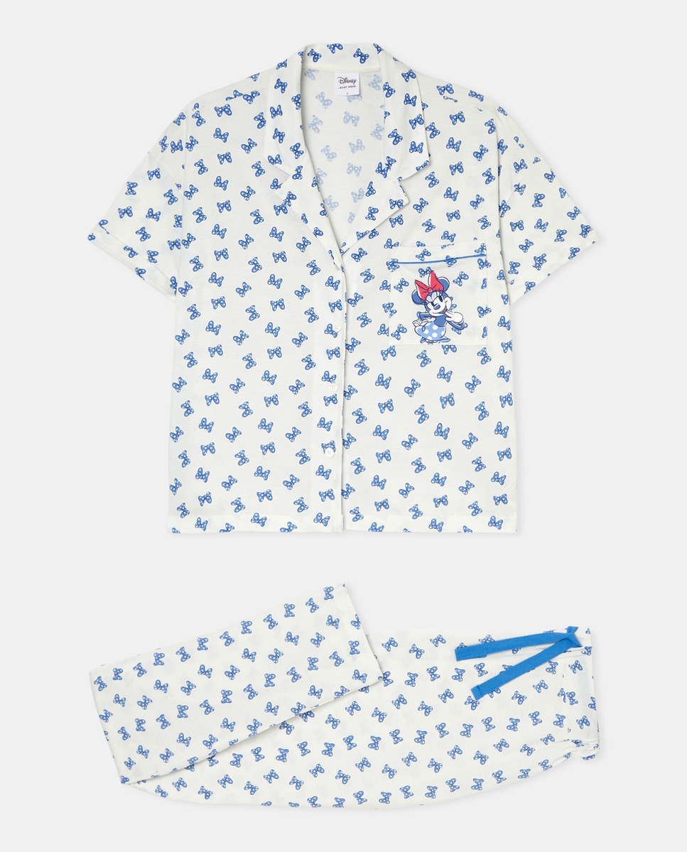 Pijama Completo de Manga Curta com Calças com Estampado da Minnie e Laços 120 Cru-3