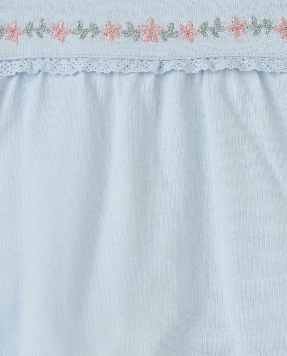 Pijama Curto Bordado de Bebé Azul-3