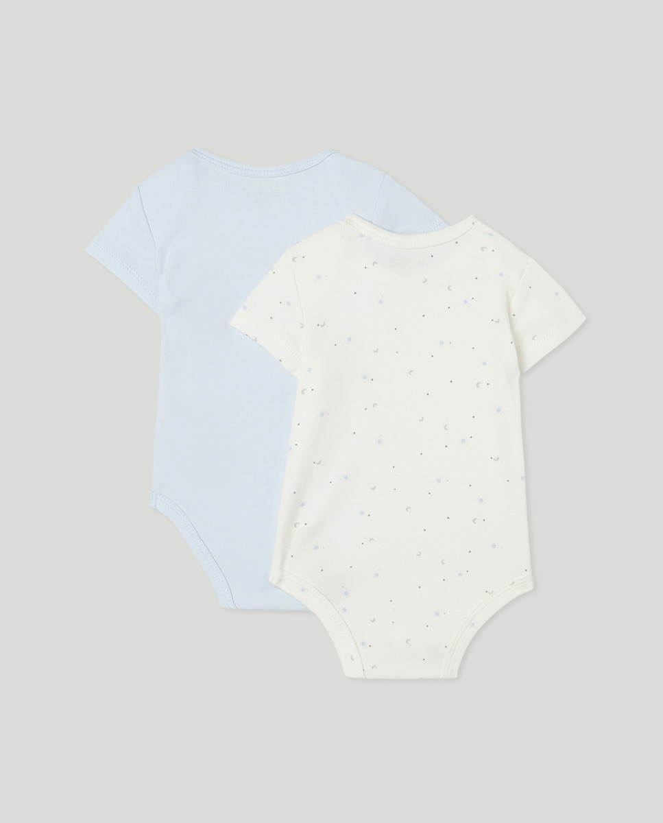 Pack 2 bodies cortos estampados de bebé Azul claro-2