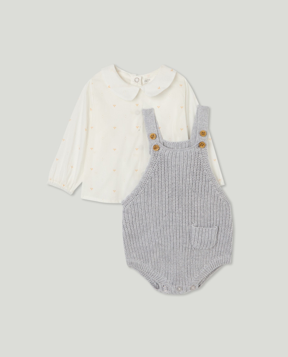 Conjunto 2 piezas recién nacido ml tricot Gris-1