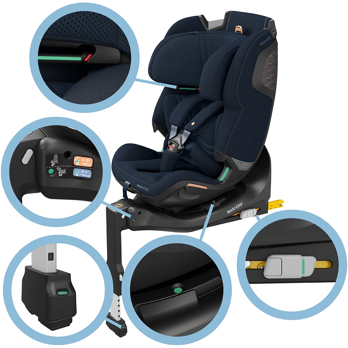 Cadeira Auto Emerald 360 Pro I-Size, 40-150 cm, 0-12 Anos Azul-escuro-23