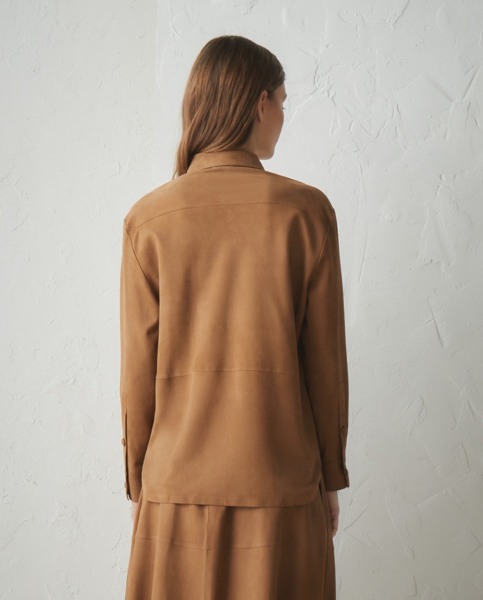 Sobrecamisa de Camurça Bege-3