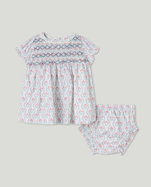 Imagen 0 de Vestido de bebé niña nido de abeja