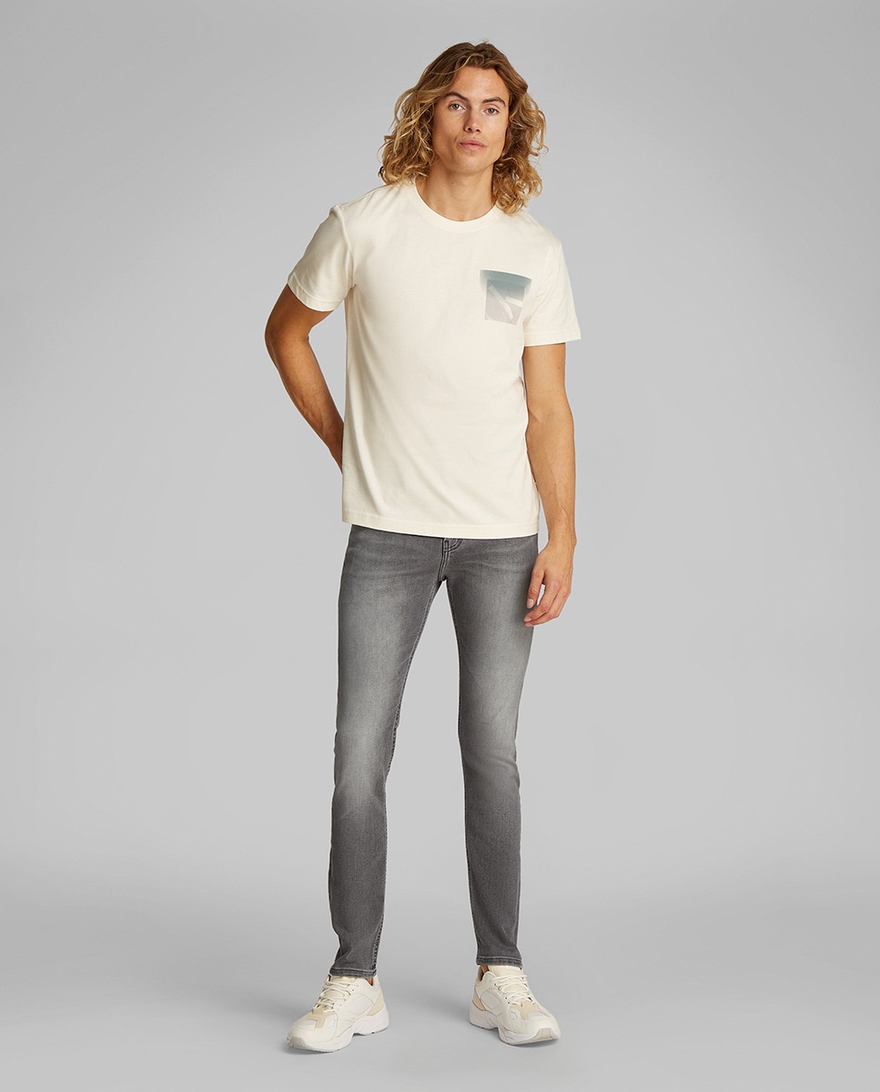 Jeans Skinny Fit de Cintura Baixa Cinzento-1