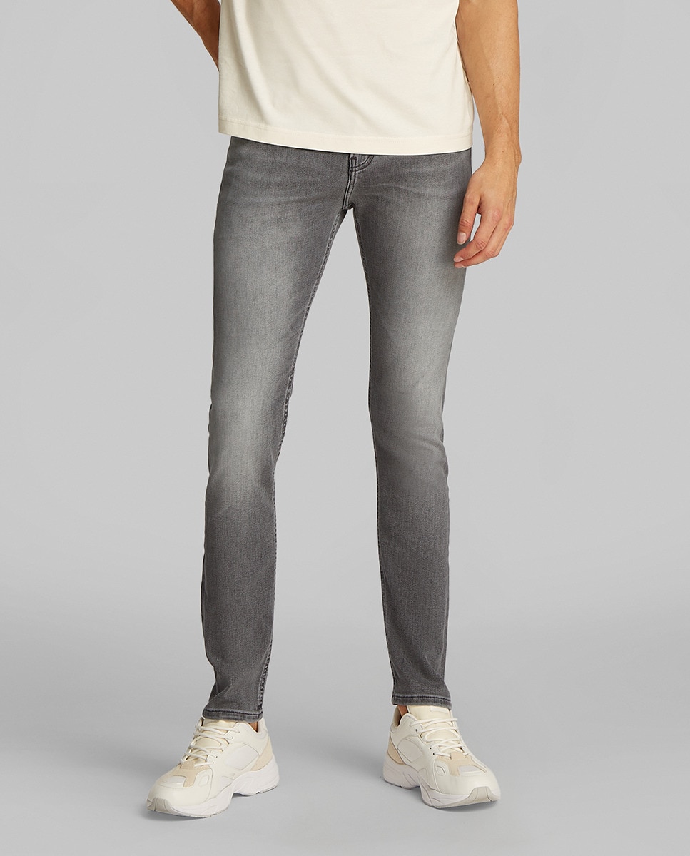 Jeans Skinny Fit de Cintura Baixa Cinzento-2
