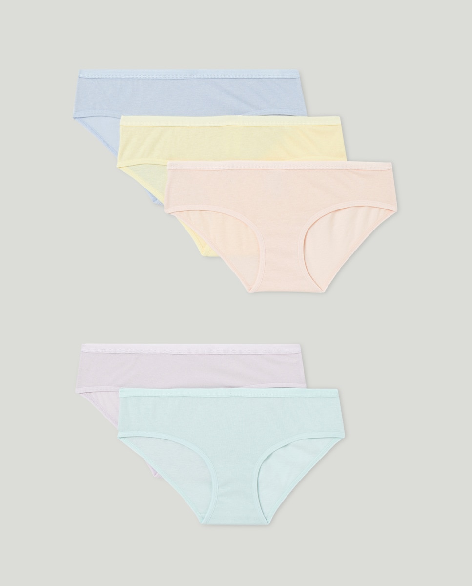 Pack 5 bragas cinturilla elastica de niña Amarillo-1