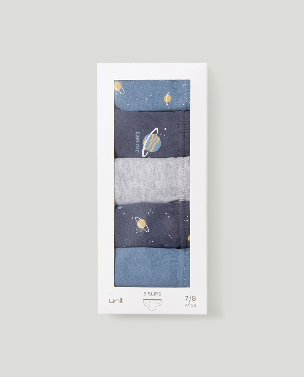 Pack 5 slips fantasia de niño Azul-4
