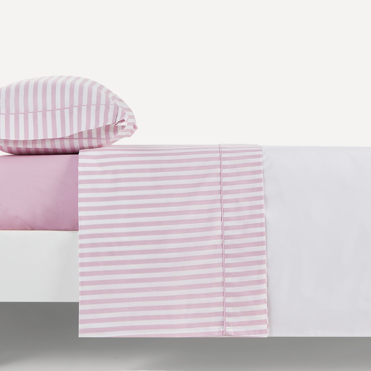 Conjunto de Lençóis com Lençol Ajustável Riscas Rosa-2