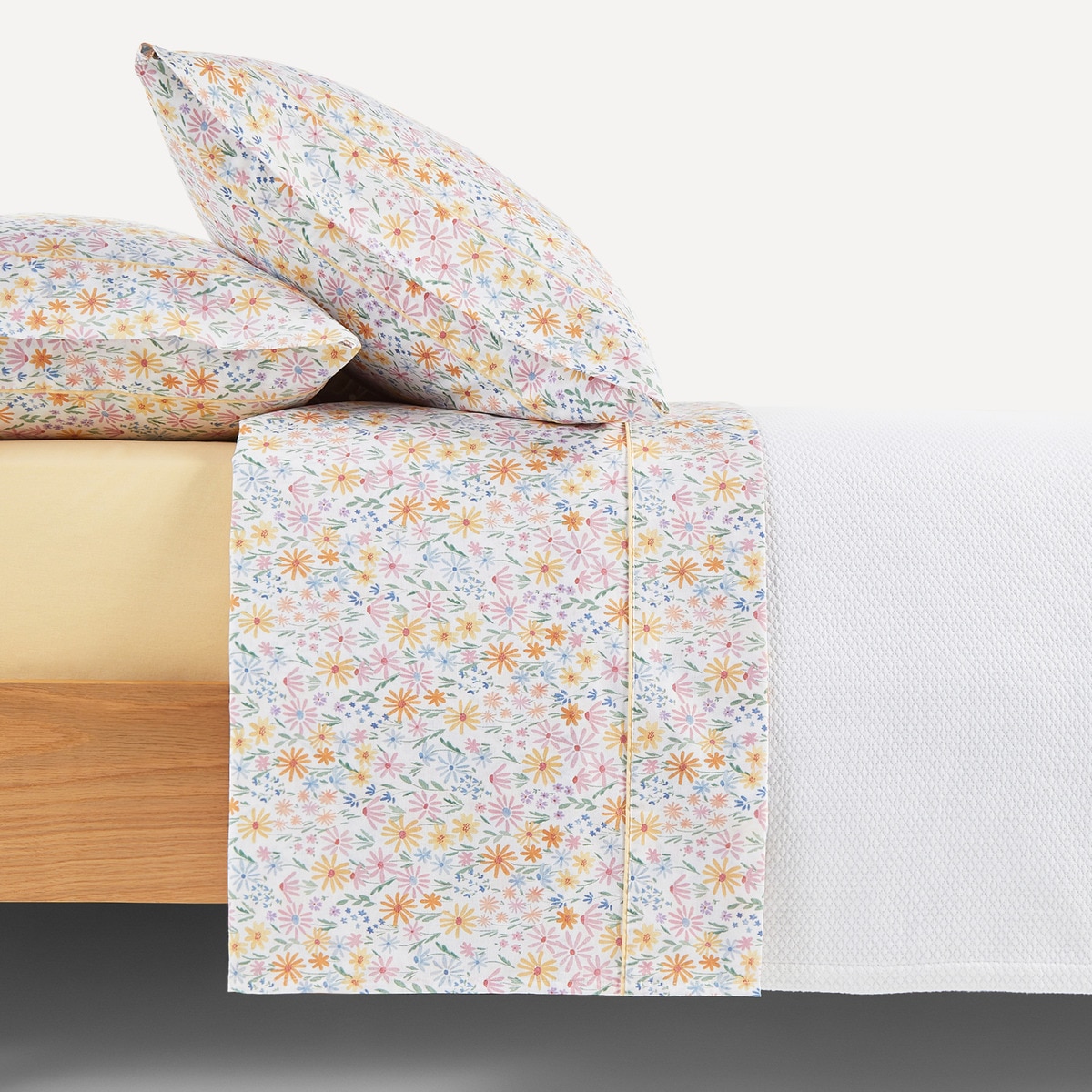 Juego de sábanas con bajera Meadow Basics El Corte Inglés Rosa-2