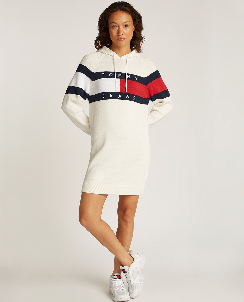 Vestido estilo sweatshirt com capuz Cru-1