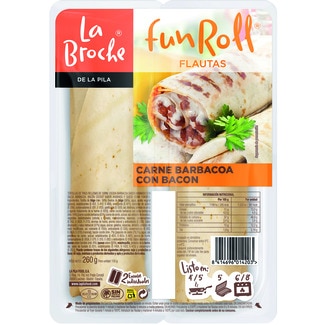 Fun Roll flautas de carne barbacoa con bacon 2 unidades envase 260 g - La Broche