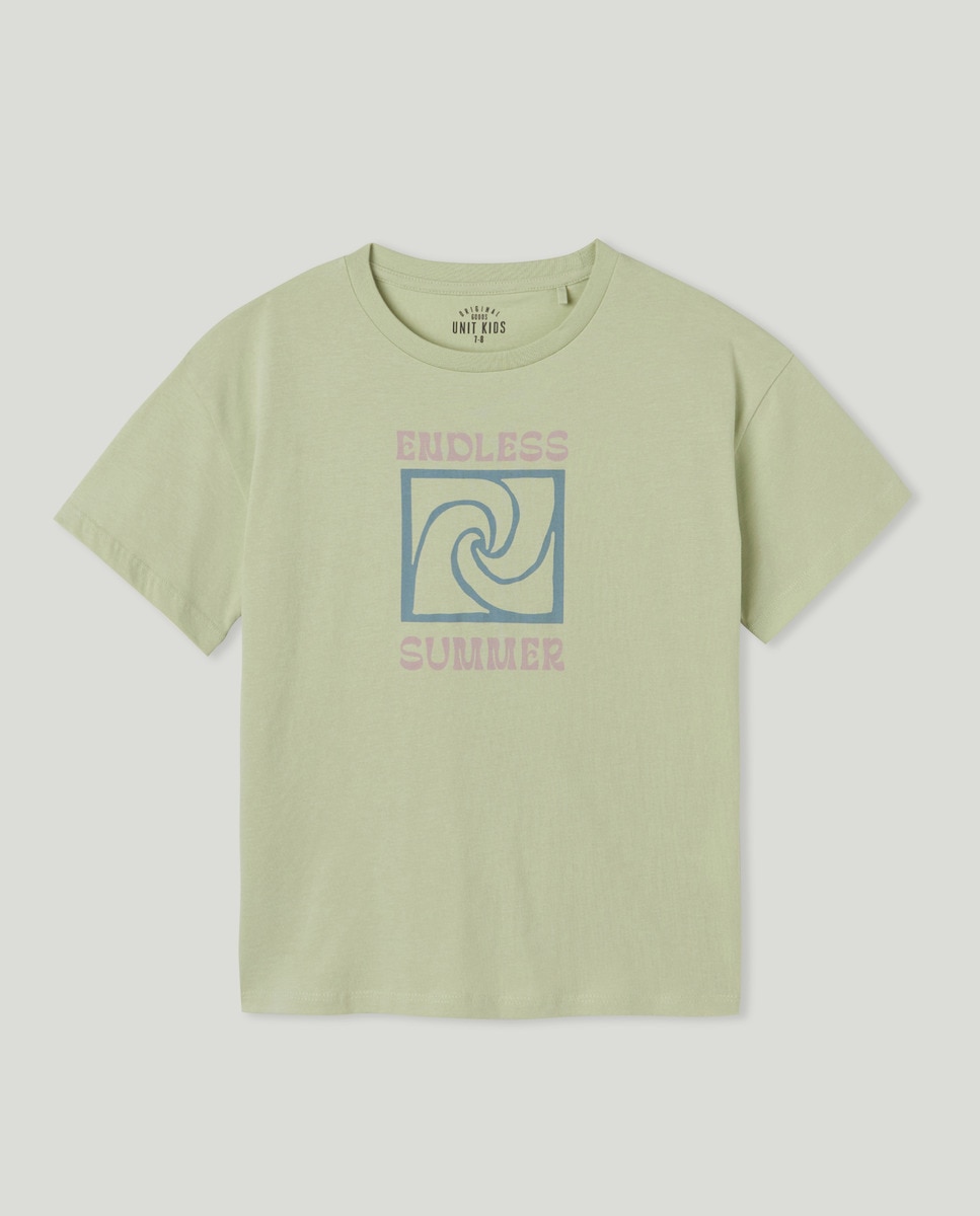 Camiseta de niño estampada manga corta Verde claro-1