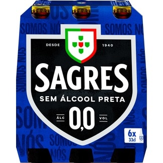 Cerveja Preta sem Álcool 0,0% Pack 6 unidades garrafa 33 cl - Sagres