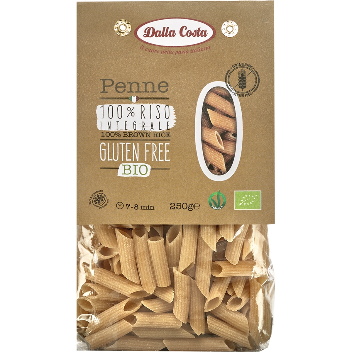 Massa Penne de Arroz integral Bio embalagem 250 g
