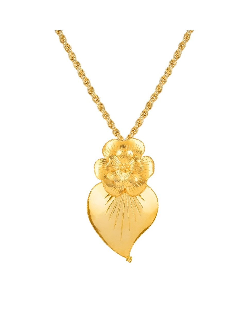 Colar Coracao da Amalia em Prata Dourada Dourado-1