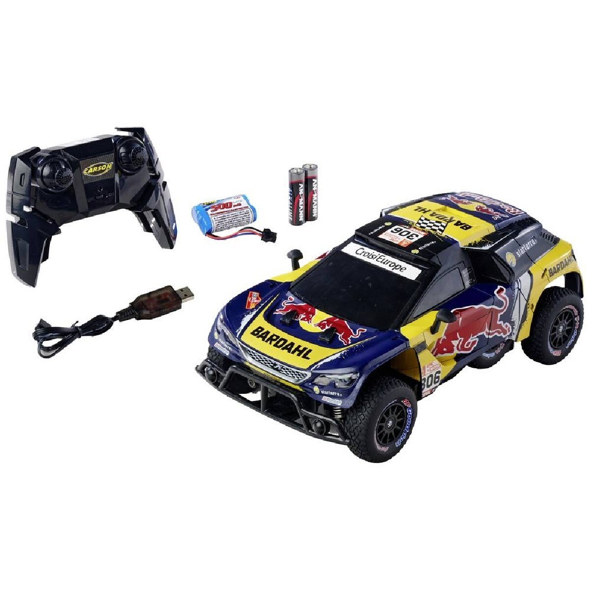 Carro telecomandado 1:16 Peugeot Rally 3008 DKR LOEB 19 RC Carson 2