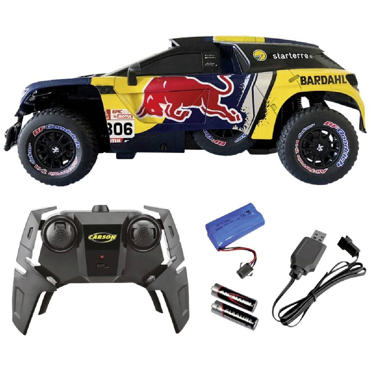 Carro telecomandado 1:16 Peugeot Rally 3008 DKR LOEB 19 RC Carson 1