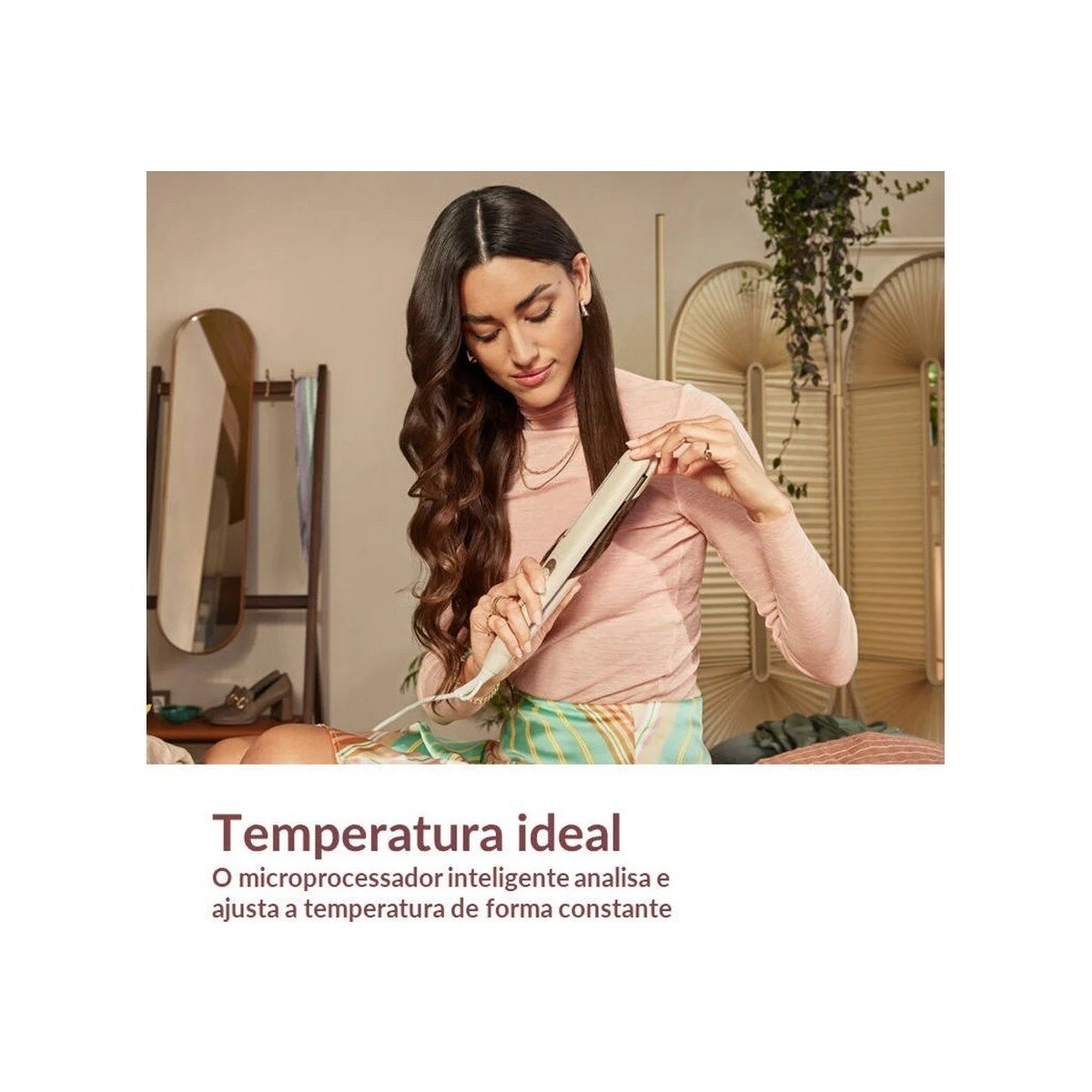 Alisador de Cabelo Philips BHS830/00 de 3 Níveis de Temperatura e de 120 °C a 230 °C - Rosa e Branco Branco / Rosa-6