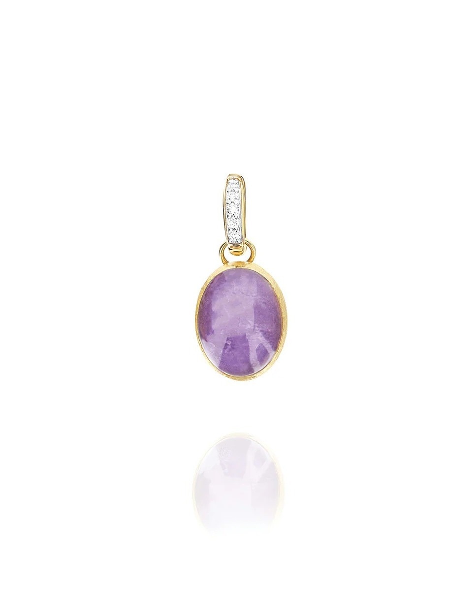 Pendente Violetta "Boules" em ouro, diamantes, lepidolite e madrepérola 1