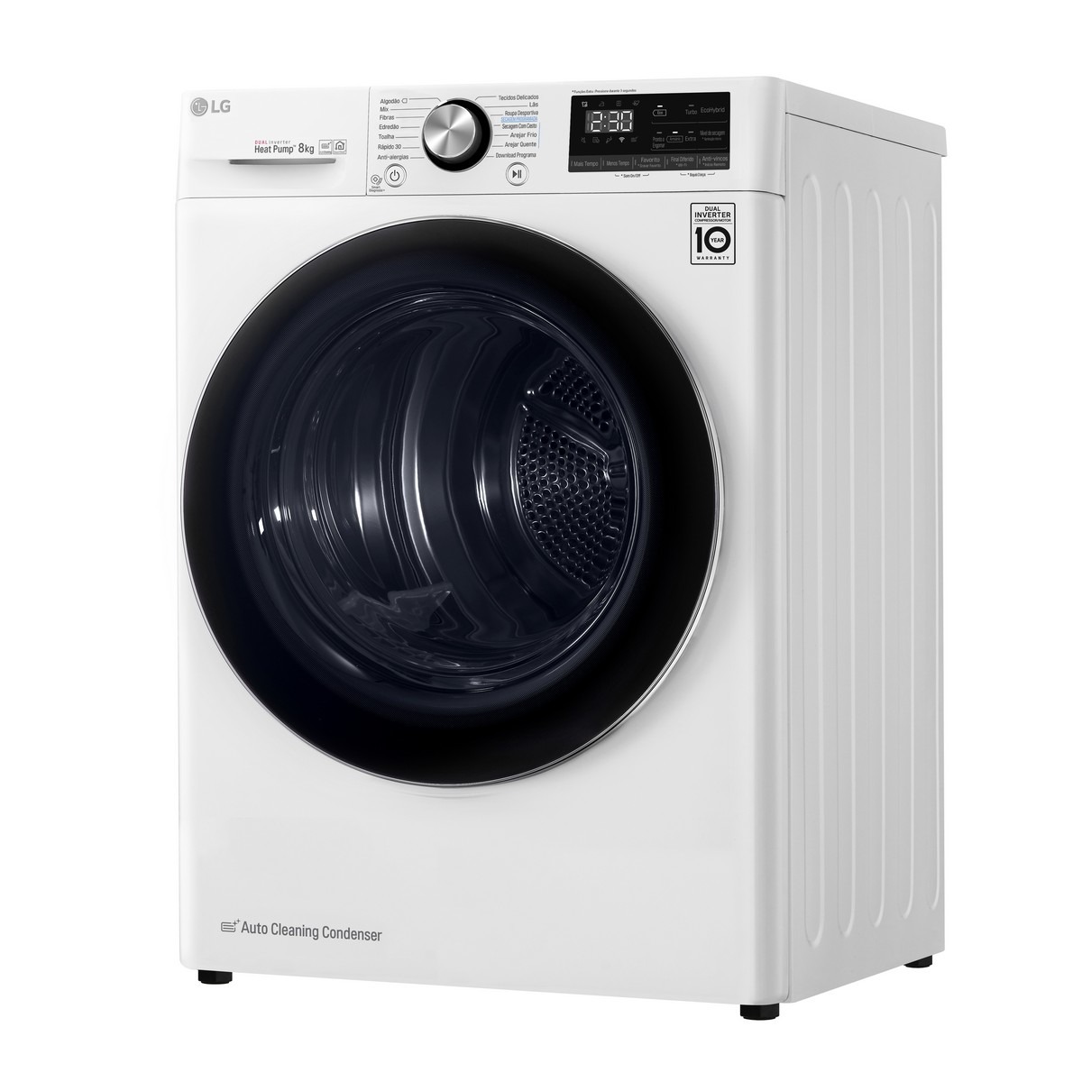 Máquina de Secar Roupa LG RC80V9AV2W Dual Inverter Heat Pump™ EcoHybrid™ de Condensação por Bomba de Calor de 8 Kg - Branco Branco-2