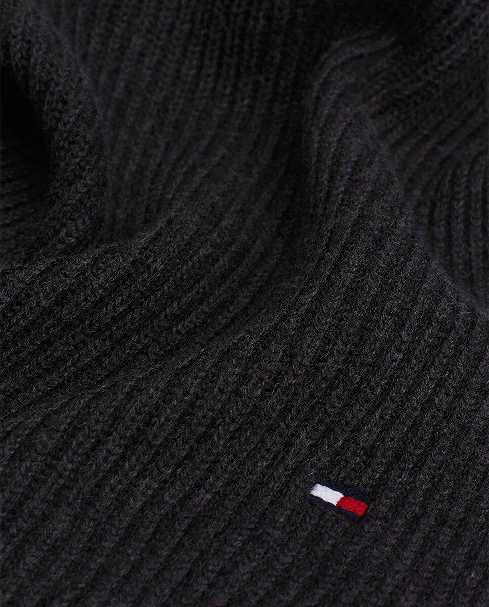 Cachecol de Algodão Liso com Bandeira Bordada Cinzento-4