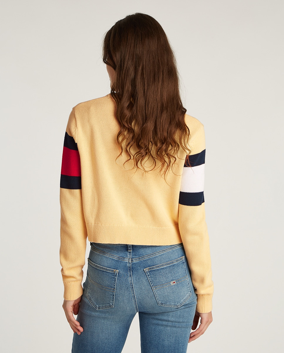 Camisola de Malha de Decote Redondo e Silhueta Relaxed Amarelo-2