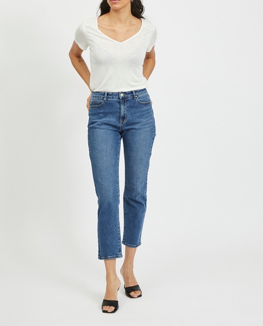 Imagen 0 de Pantalón denim largo de mujer