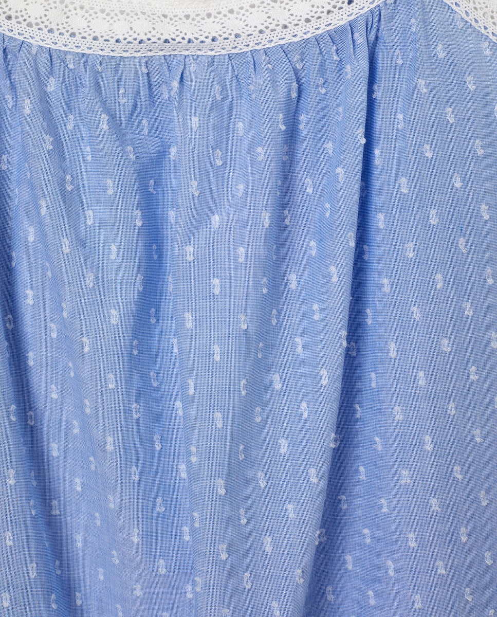 Camison mujer tirantes algodón plumeti Azul claro-4