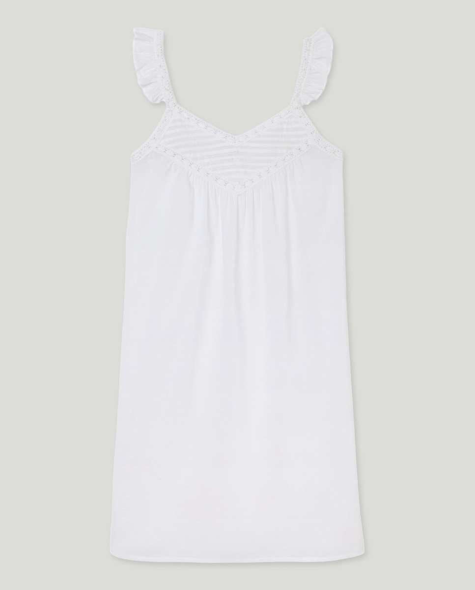 Camisón con tirante de encaje Verde Agua-3