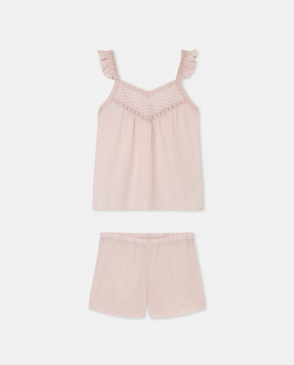Pijama de mujer con pechera de encaje Lila-3