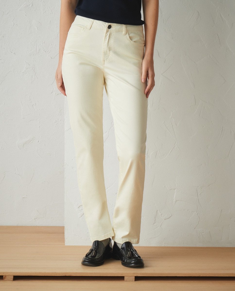 Calças Semi Skinny Básicas 150 Baunilha-2