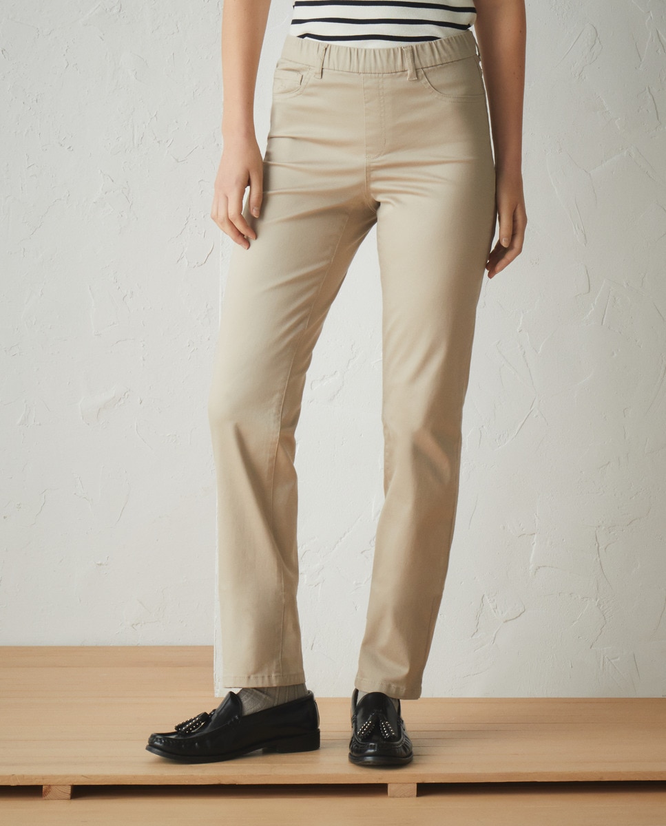 Leggings Básicas com Elásticos Bege-2