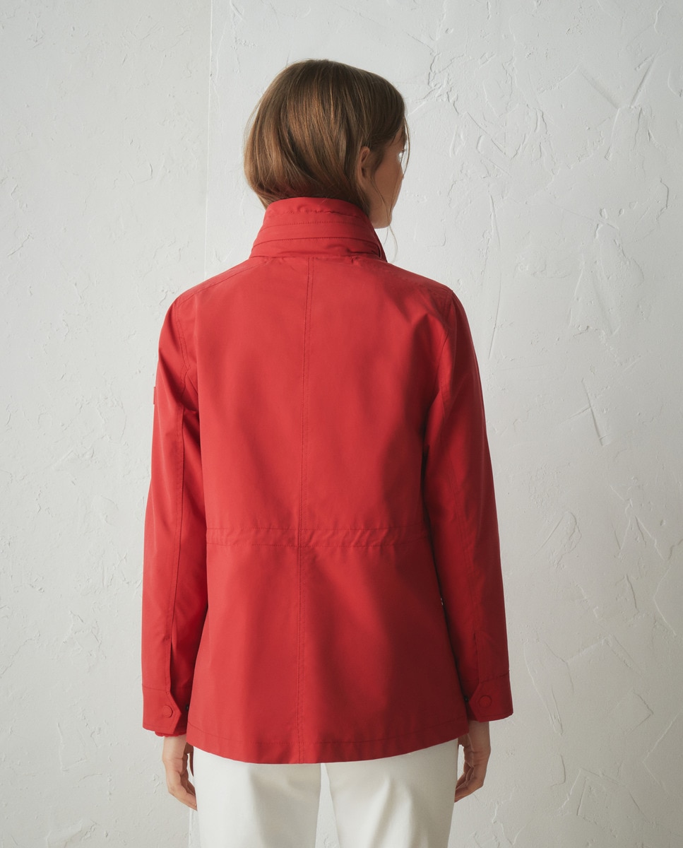 Parka Curta Básica com Capuz 600 Vermelho-3