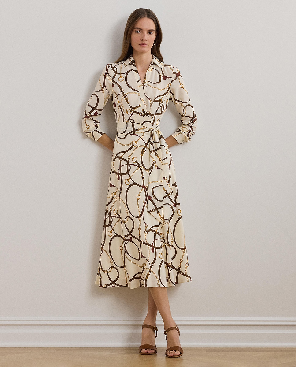 Vestido midi com estampado Creme-7