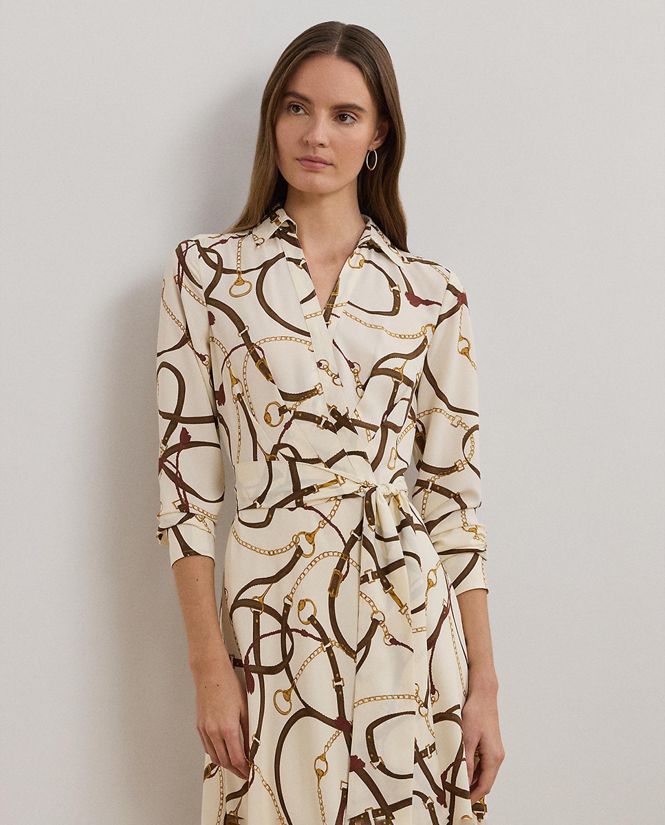 Vestido midi com estampado Creme-4