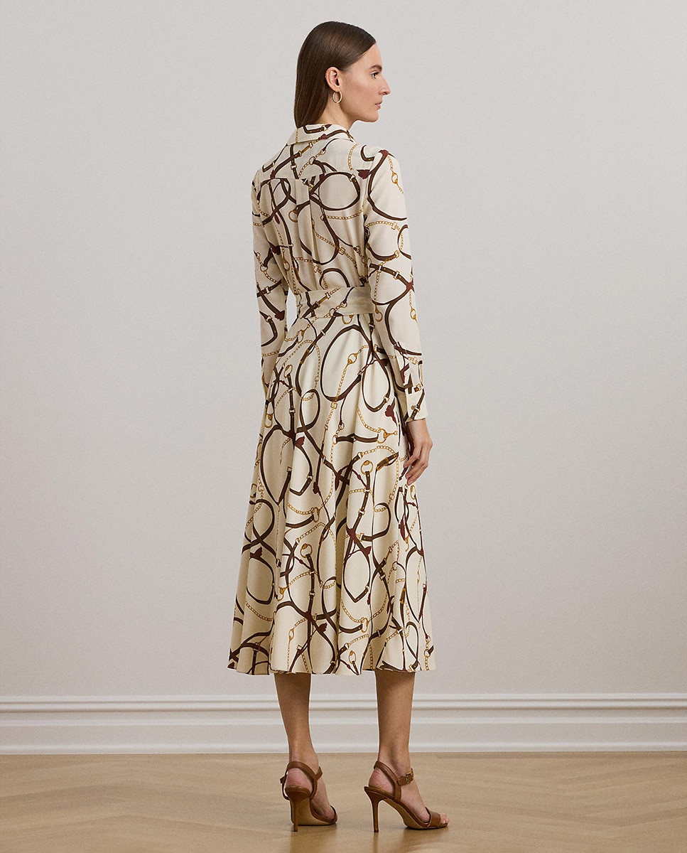 Vestido midi com estampado Creme-3