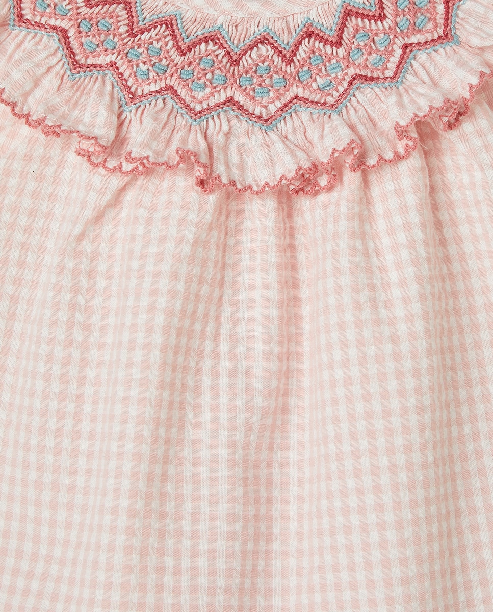Vestido de Bebé com Favos de Mel Rosa-3