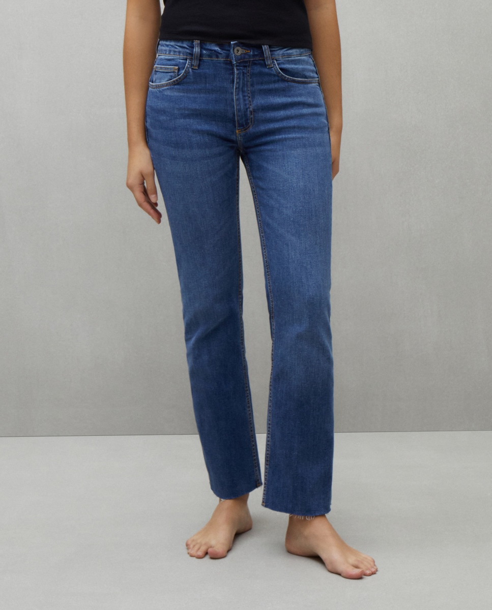 Jeans Crop Flare de Cintura Média Índigo-2