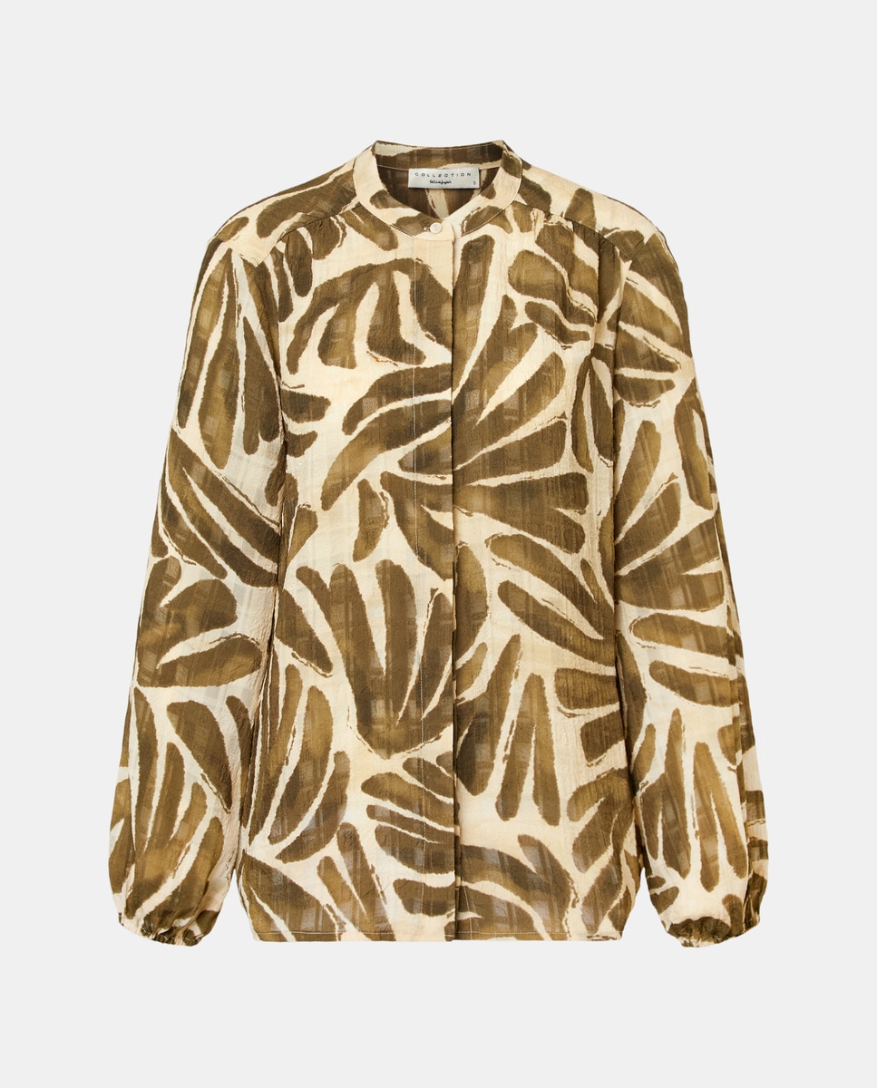 Blusa Estampada com Manga Comprida Verde-4