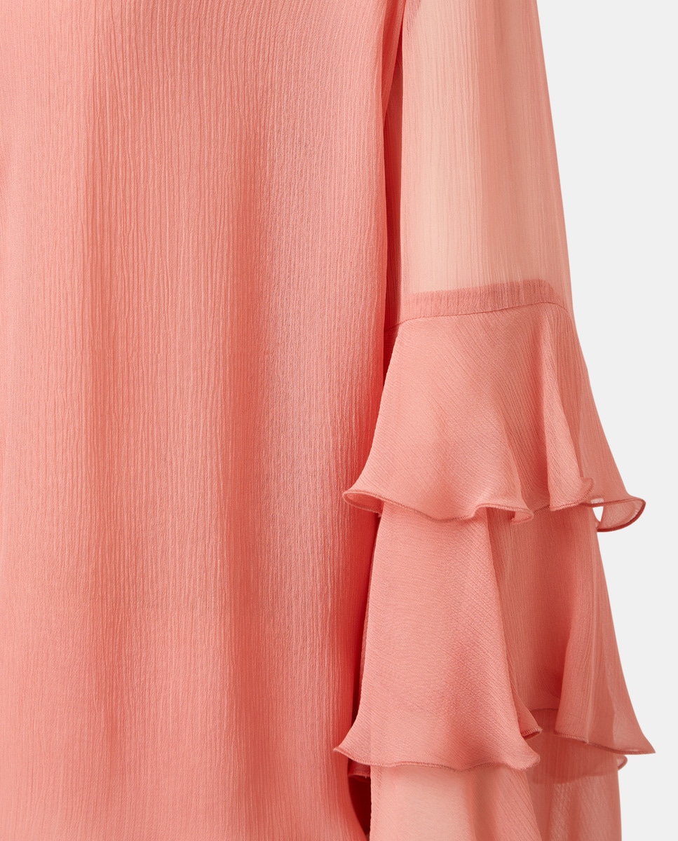 Blusa de Manga Comprida com Folhos Rosa-5