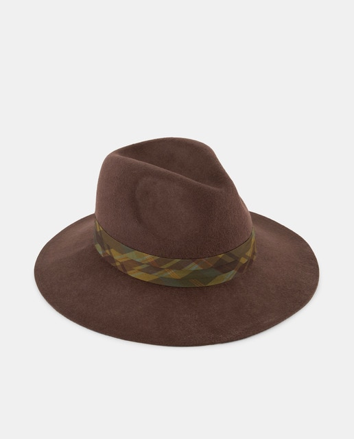 Imagen 0 de Sombrero de mujer de lana con lazo de cuadros