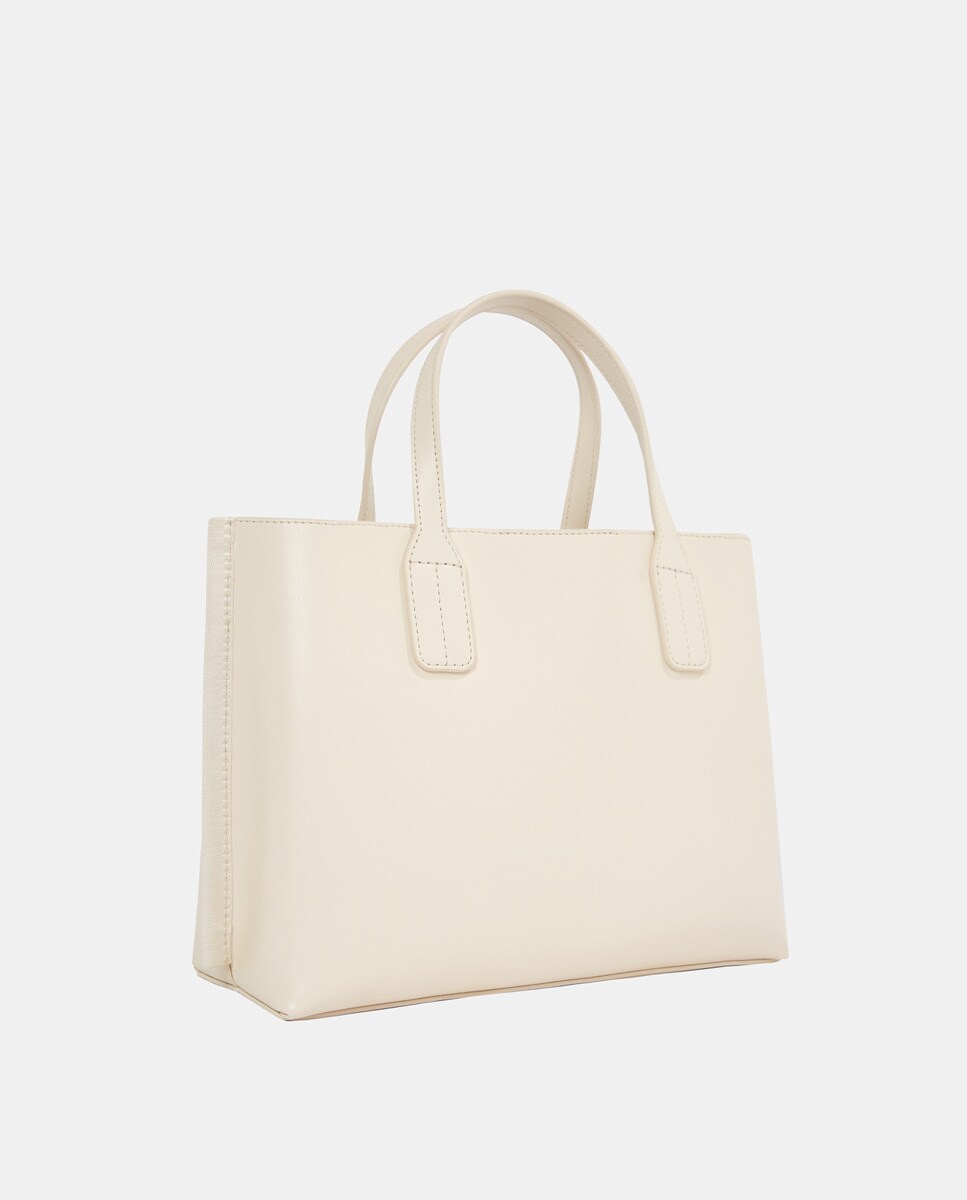 Mala Tipo Tote Mini com Porta-Moedas com Estampado de Monograma Branco-2