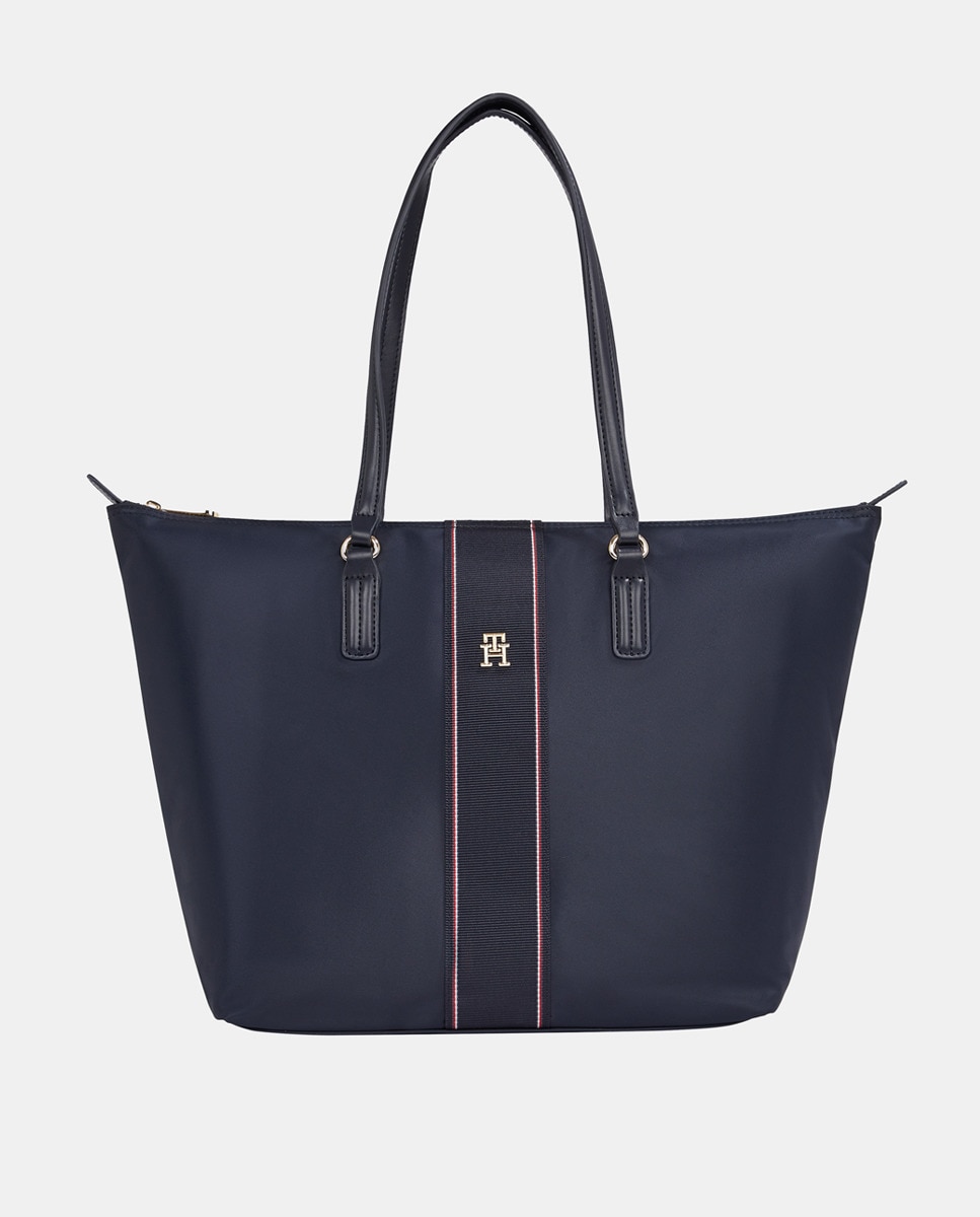 Mala Tipo Tote com Detalhe da Marca Azul-marinho-1