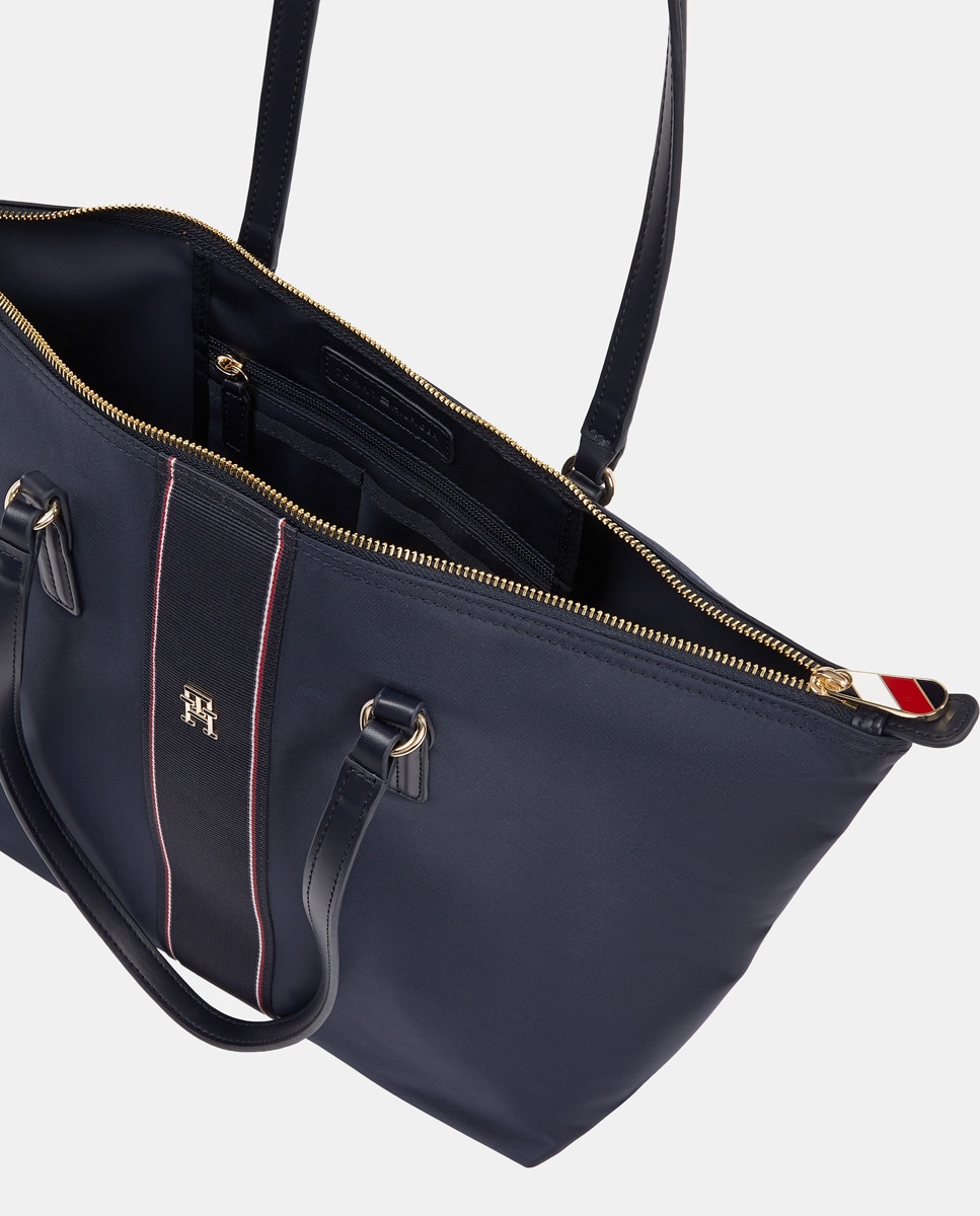 Mala Tipo Tote com Detalhe da Marca Azul-marinho-5