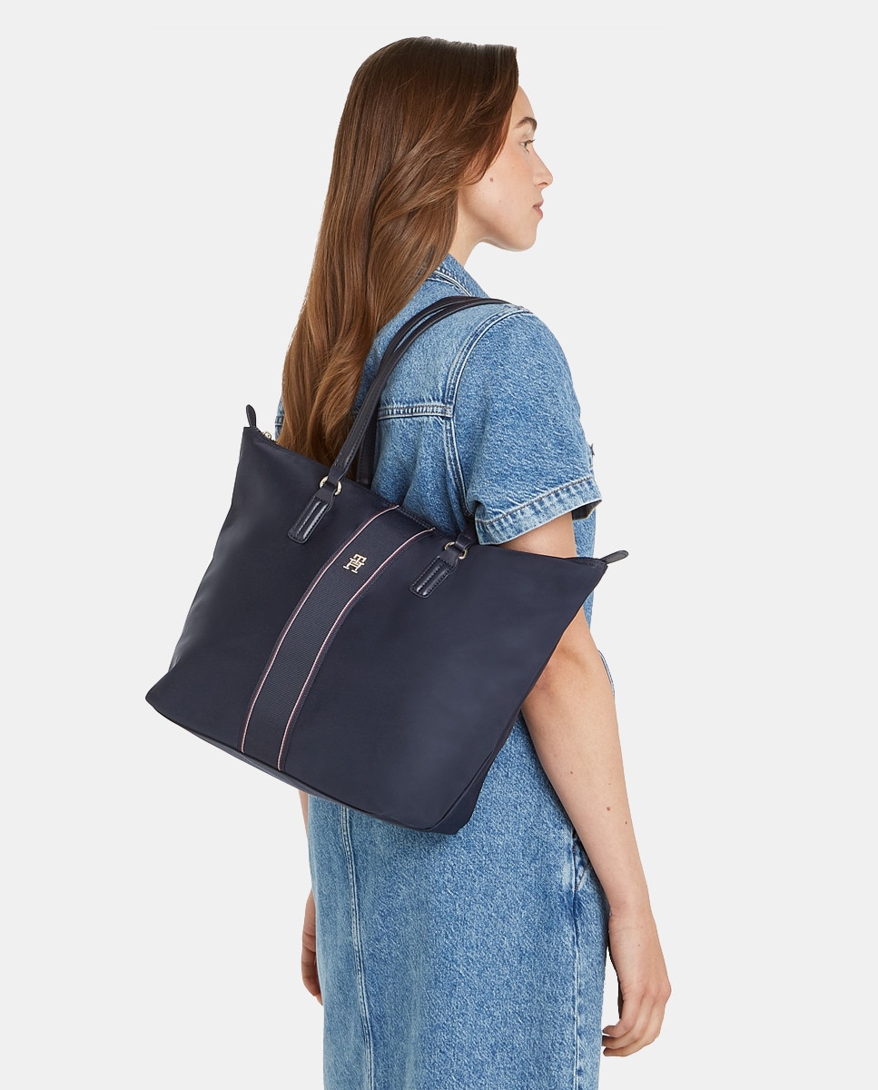 Mala Tipo Tote com Detalhe da Marca Azul-marinho-2