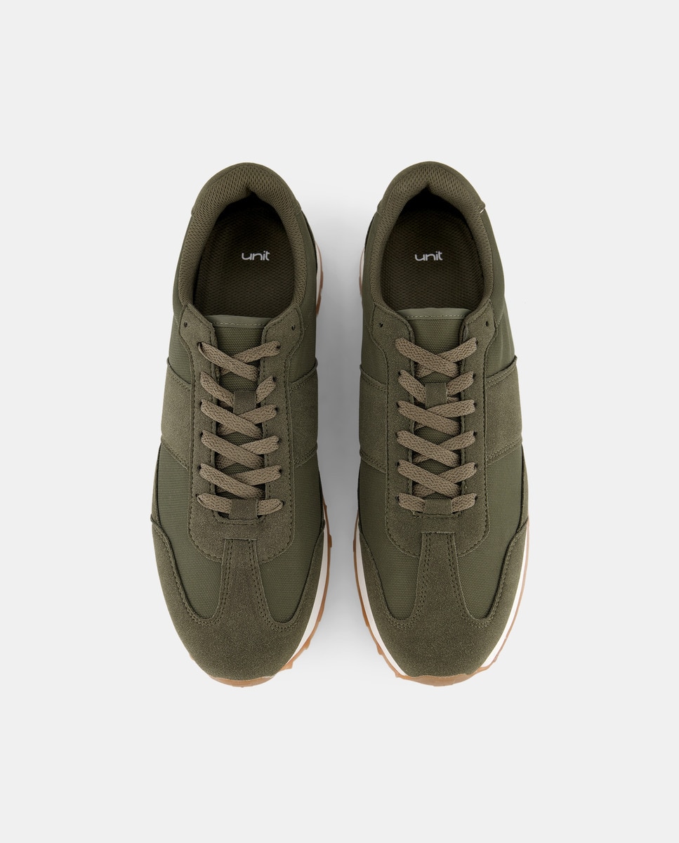 Deportivo cordones casual con piso de goma Kaki-4