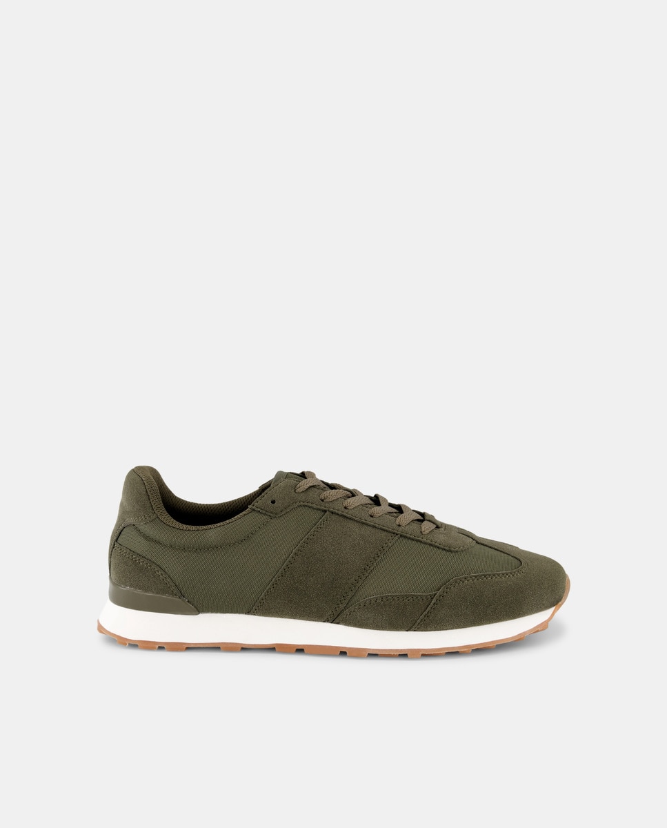 Deportivo cordones casual con piso de goma Kaki-1