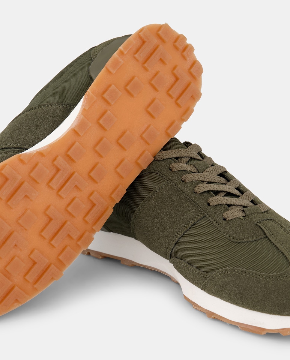 Deportivo cordones casual con piso de goma Kaki-5