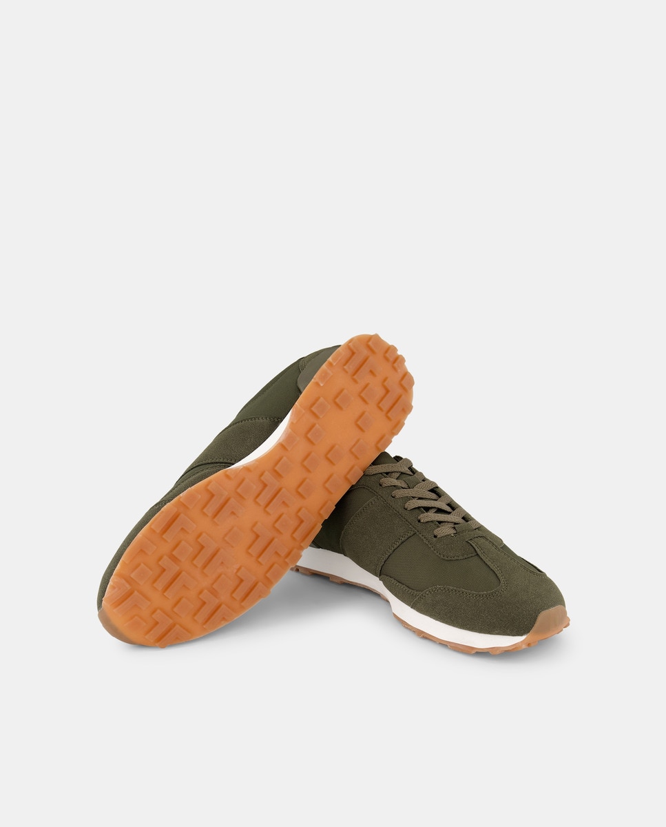 Deportivo cordones casual con piso de goma Kaki-2
